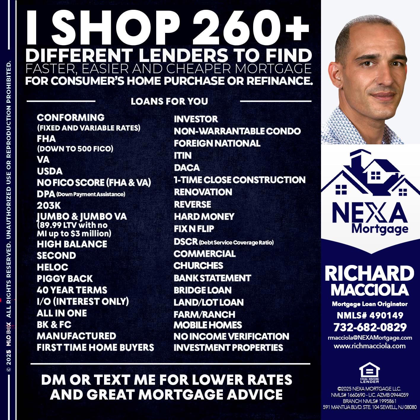 I SHOP +260 - Richard Macciola -Mortgage Loan Originator