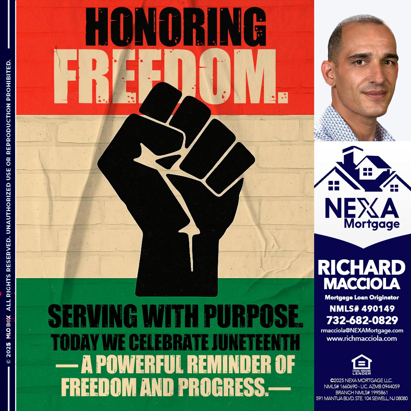 HONORING FREEDOM - Richard Macciola -Mortgage Loan Originator