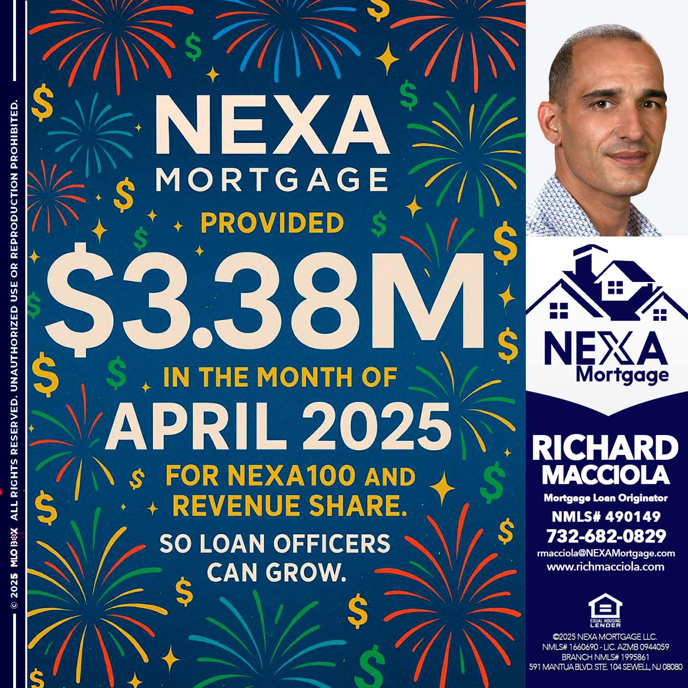$3.38M - Richard Macciola -Mortgage Loan Originator