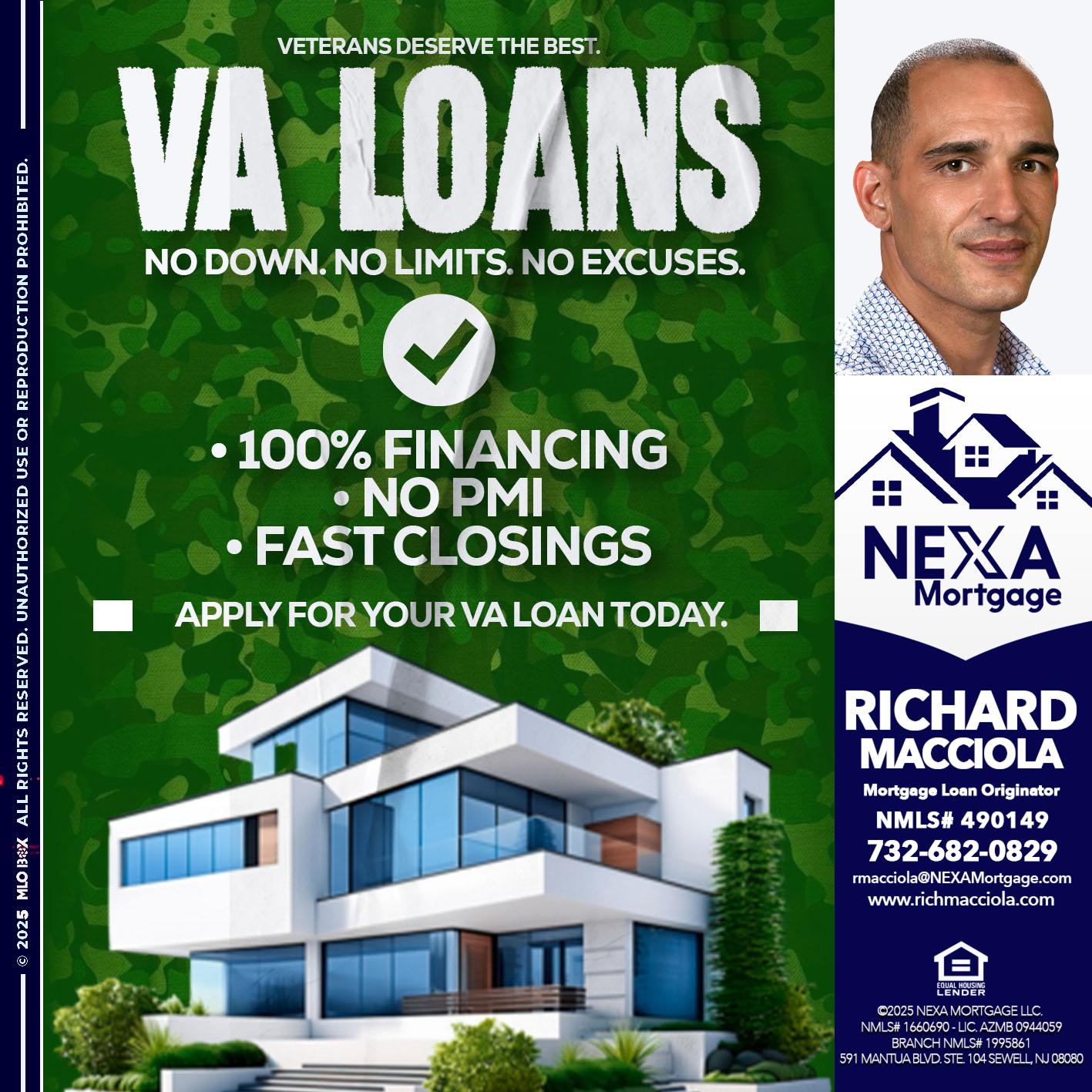 VA LOANS - Richard Macciola -Mortgage Loan Originator