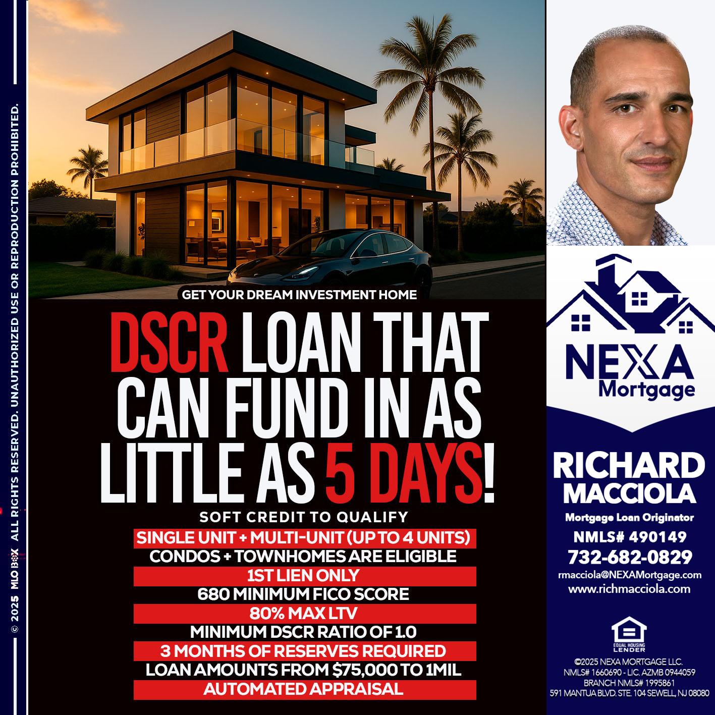 DSCR LOAN - Richard Macciola -Mortgage Loan Originator