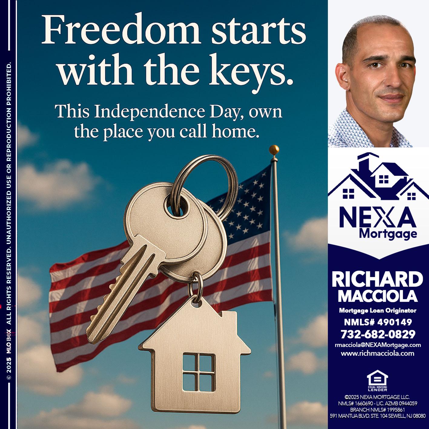 FREEDOM STARTS - Richard Macciola -Mortgage Loan Originator