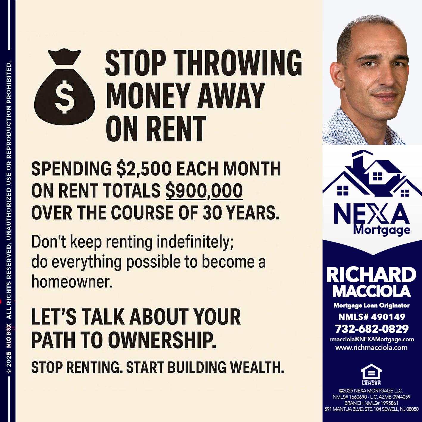 STOP THROWING - Richard Macciola -Mortgage Loan Originator