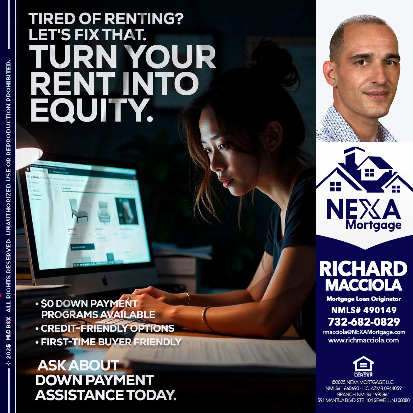 tired of renting? - Richard Macciola -Mortgage Loan Originator