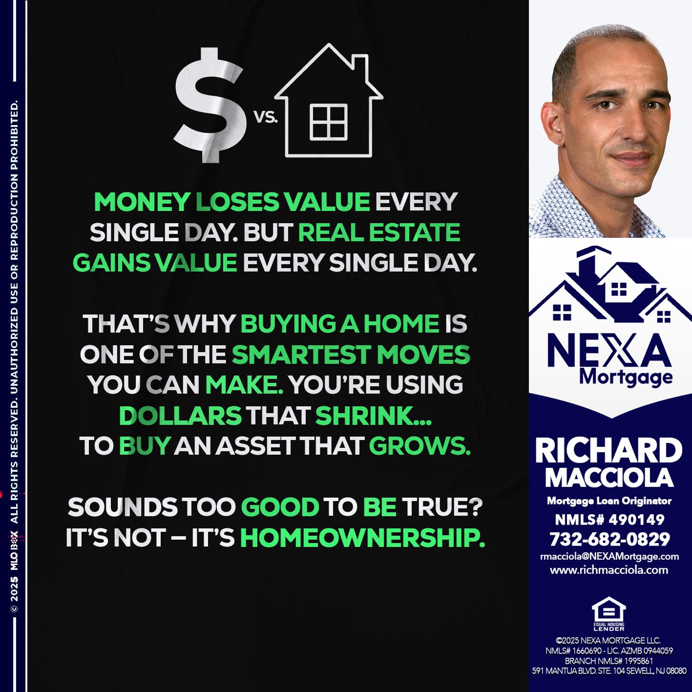 MONEY LOSES VALUE - Richard Macciola -Mortgage Loan Originator