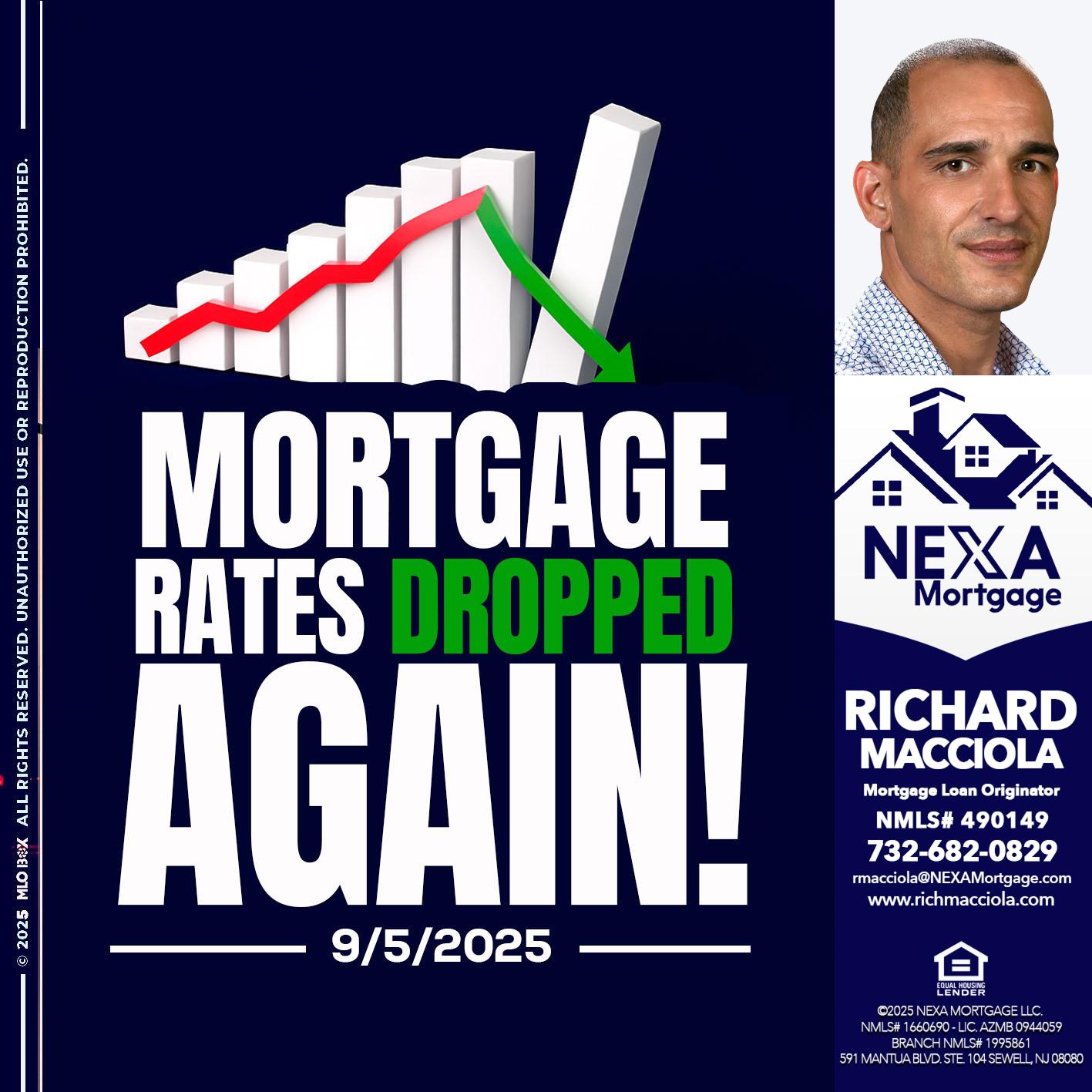 RATES DROP - Richard Macciola -Mortgage Loan Originator
