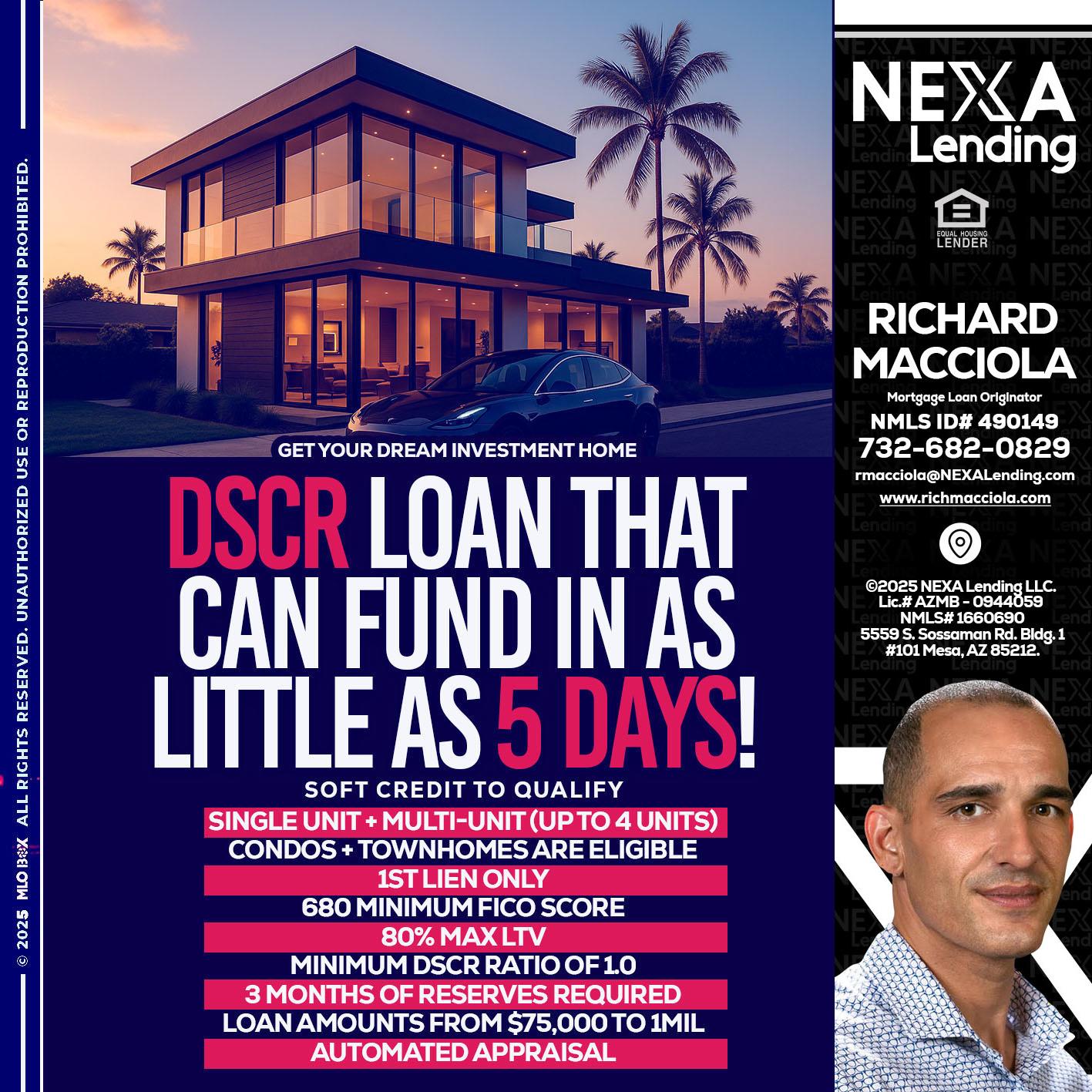 DSCR - Richard Macciola -Mortgage Loan Originator