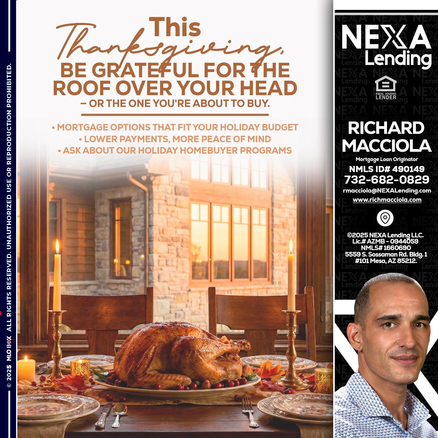 THIS THANKSGIVING - Richard Macciola -Mortgage Loan Originator