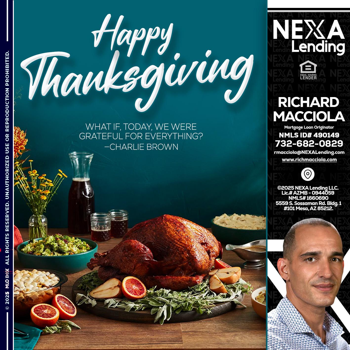 happy Thanksgiving - Richard Macciola -Mortgage Loan Originator