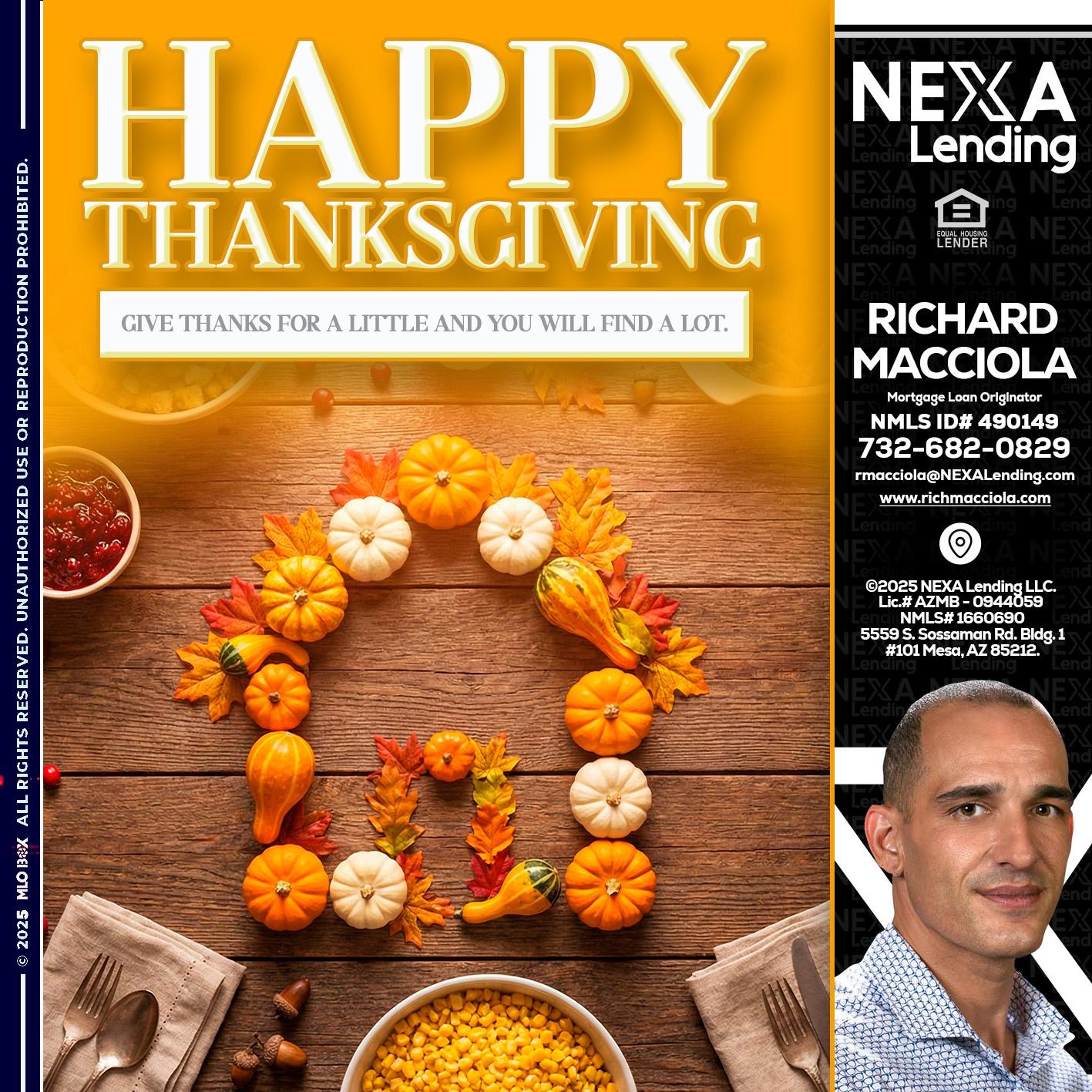 HAPPY THANKSGIVING - Richard Macciola -Mortgage Loan Originator