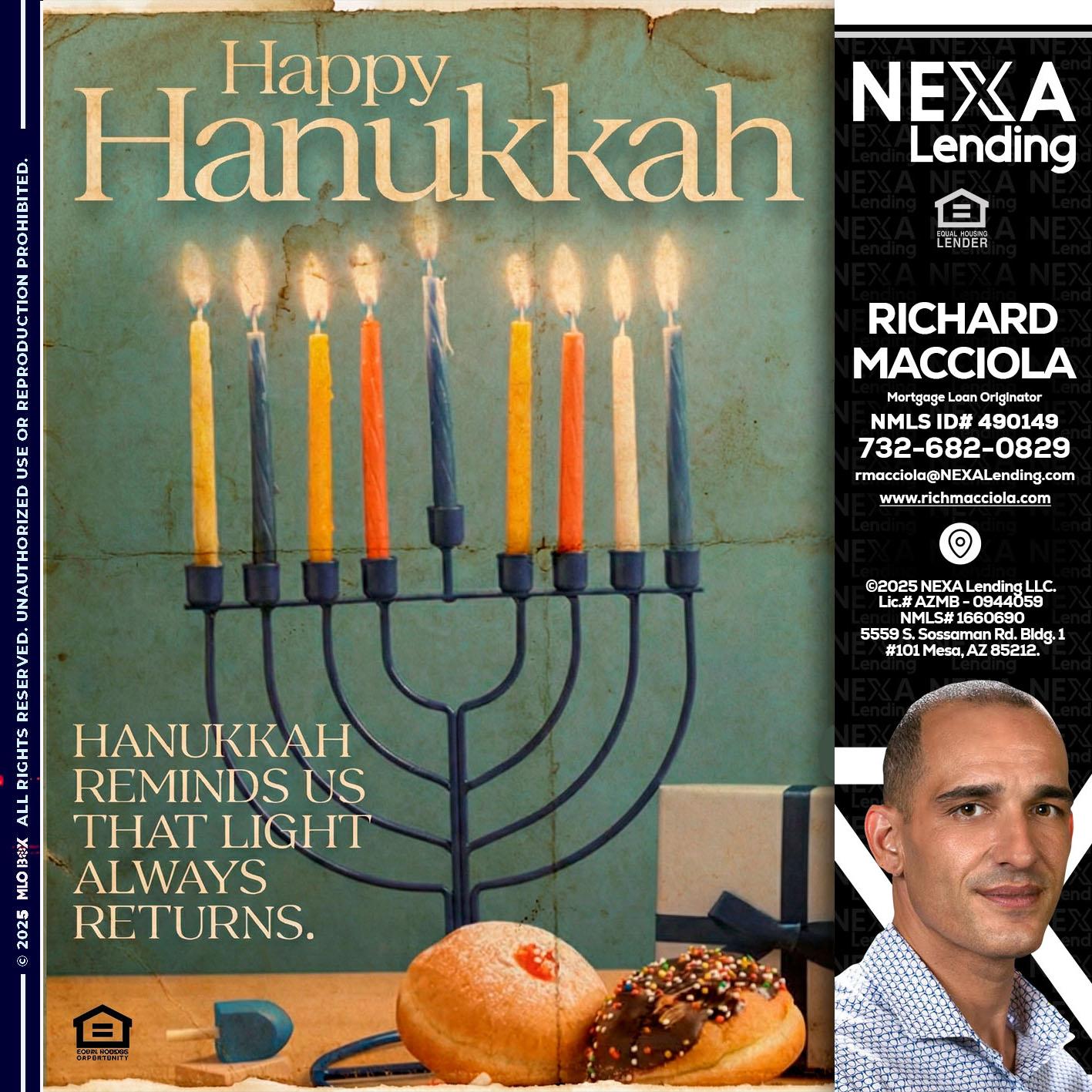 HAPPY HANUKKAH - Richard Macciola -Mortgage Loan Originator