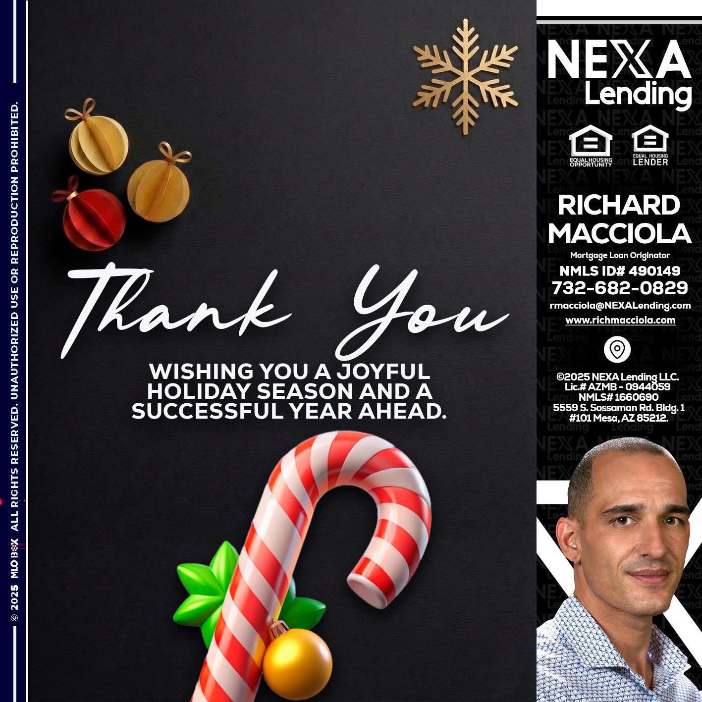 THANK YOU - Richard Macciola -Mortgage Loan Originator