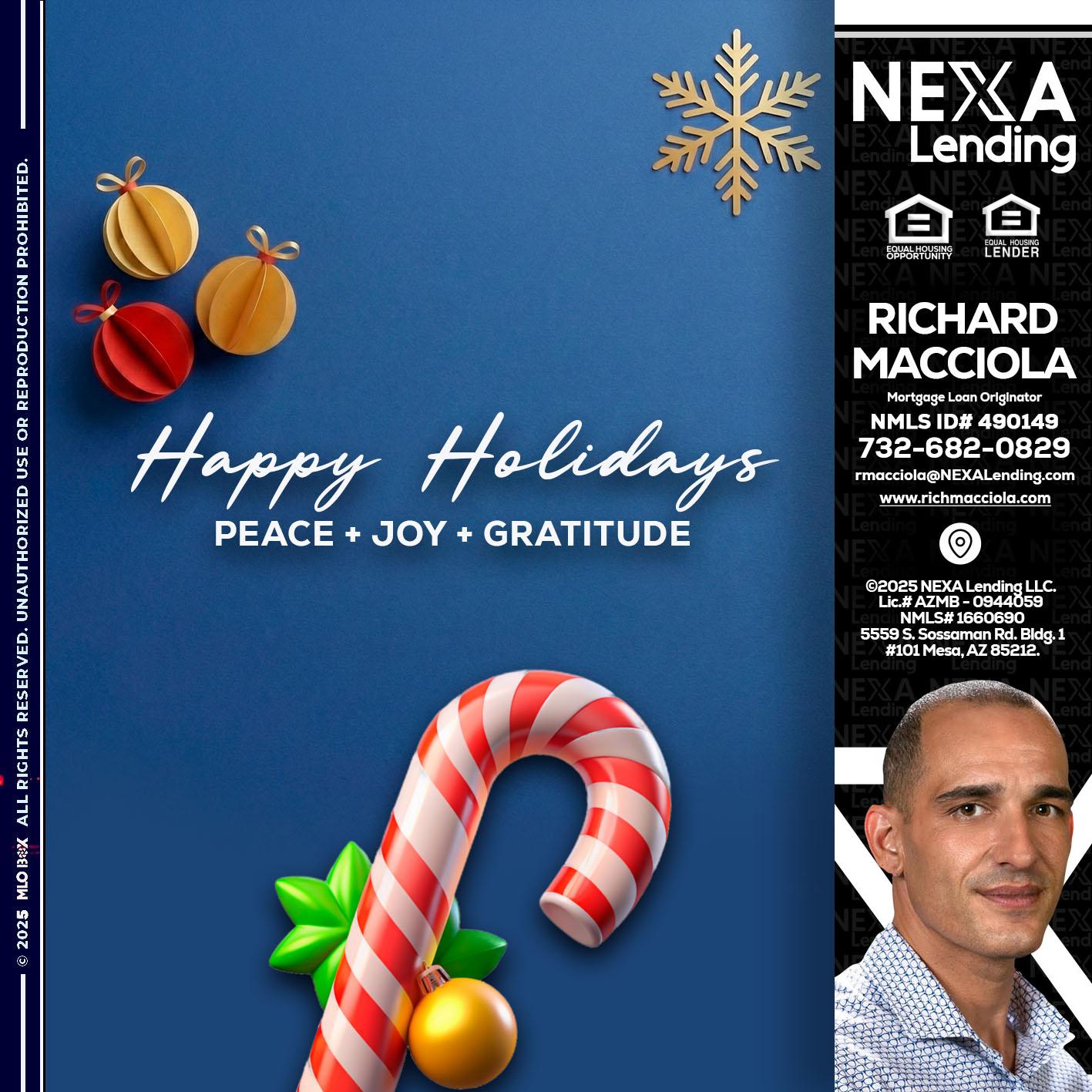 HAPPY HOLIDAYS - Richard Macciola -Mortgage Loan Originator
