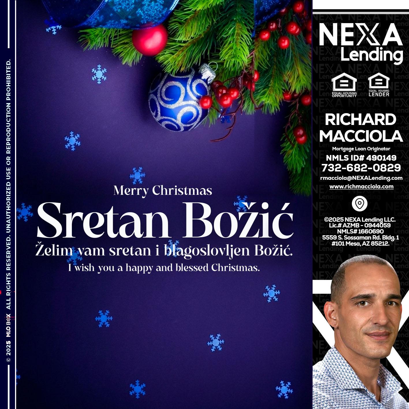 Sretan Božić - Richard Macciola -Mortgage Loan Originator