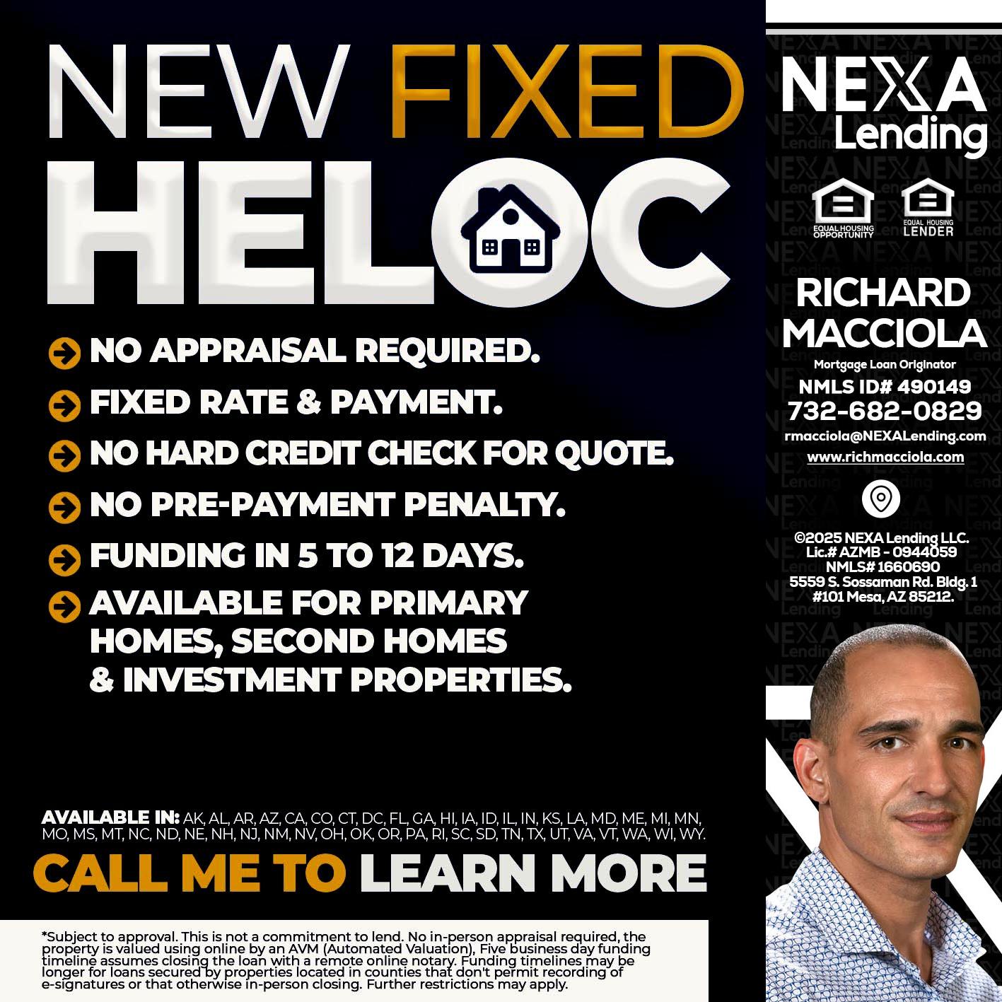 HELOC - Richard Macciola -Mortgage Loan Originator