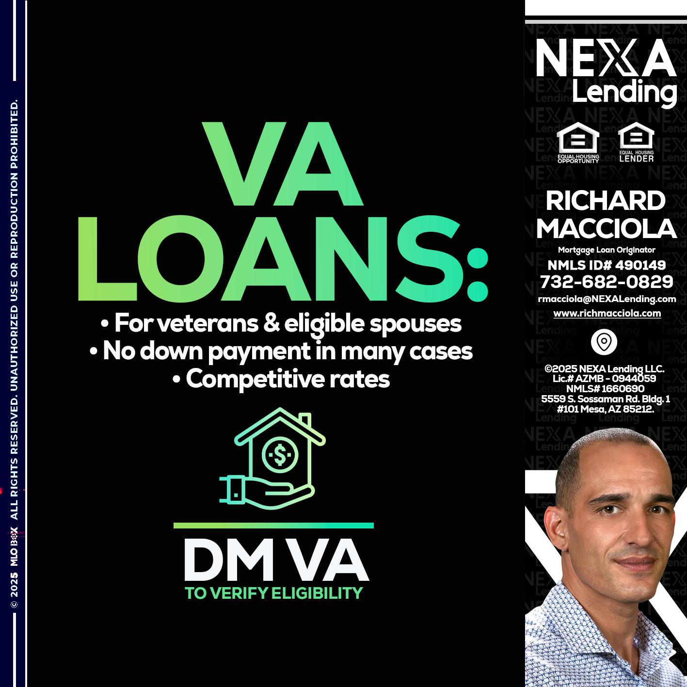 VA LOANS - Richard Macciola -Mortgage Loan Originator