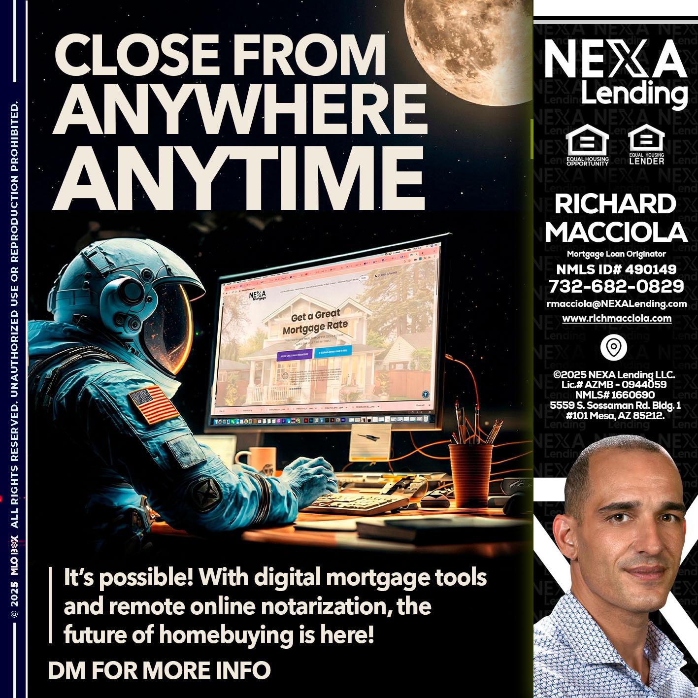 close from - Richard Macciola -Mortgage Loan Originator