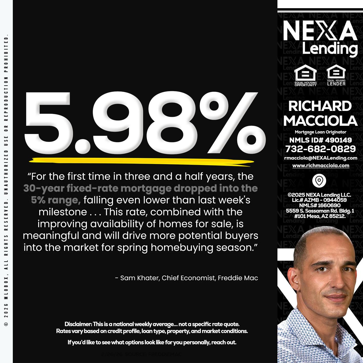 5.98% - Richard Macciola -Mortgage Loan Originator