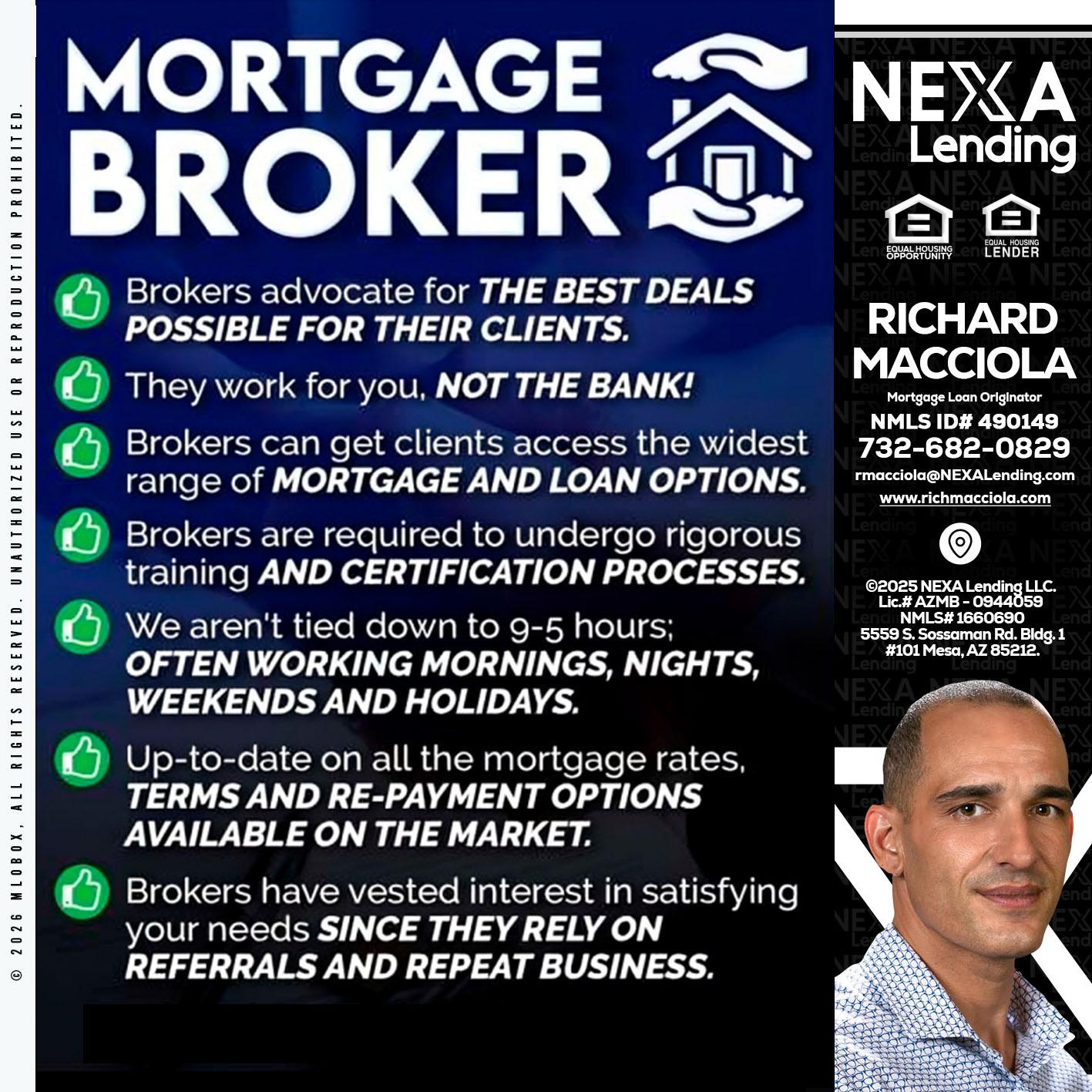 MORTGAGE BROKER - Richard Macciola -Mortgage Loan Originator