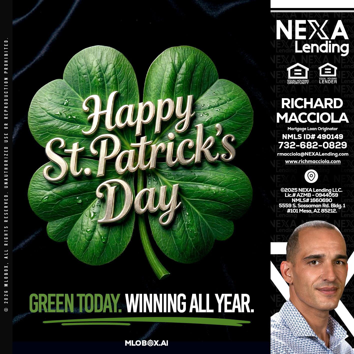 happy st. Patricks day - Richard Macciola -Mortgage Loan Originator