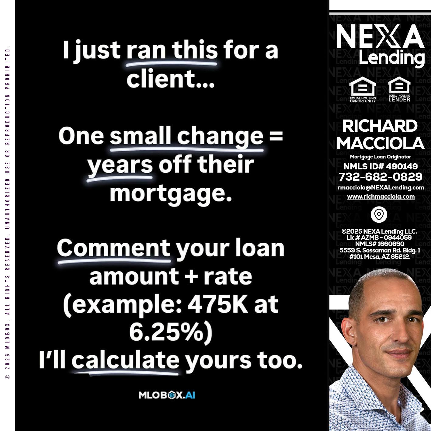I JUST RAN - Richard Macciola -Mortgage Loan Originator