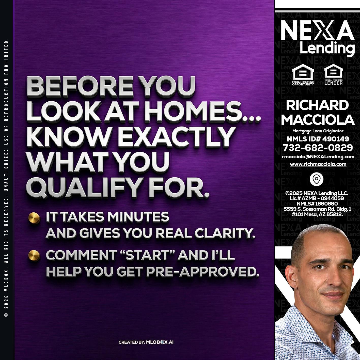 BEFORE YOU - Richard Macciola -Mortgage Loan Originator
