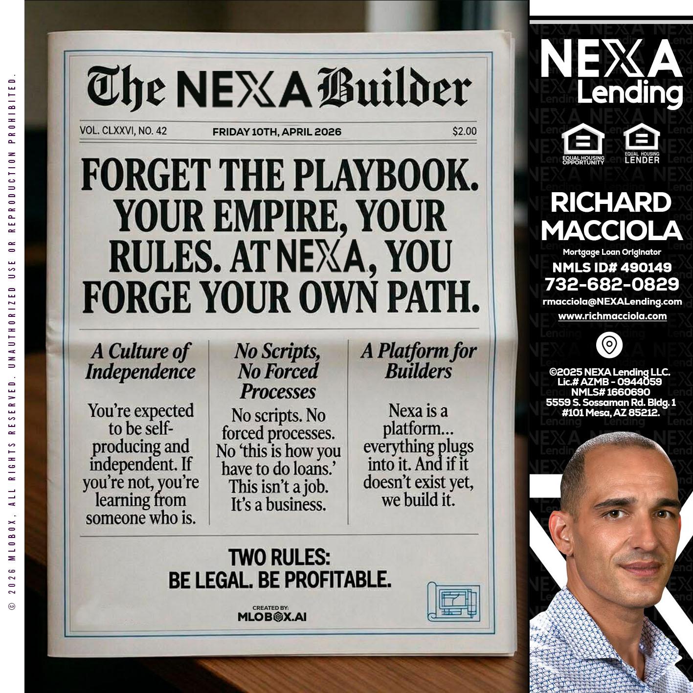 THE NEXA BUILDER - Richard Macciola -Mortgage Loan Originator