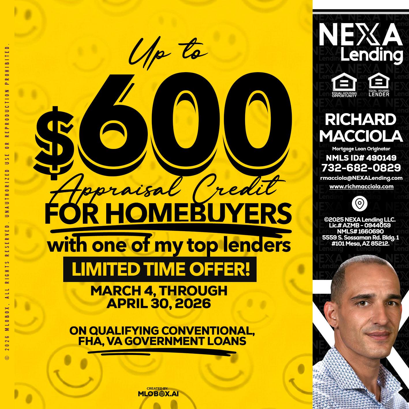 UP TO 600 - Richard Macciola -Mortgage Loan Originator