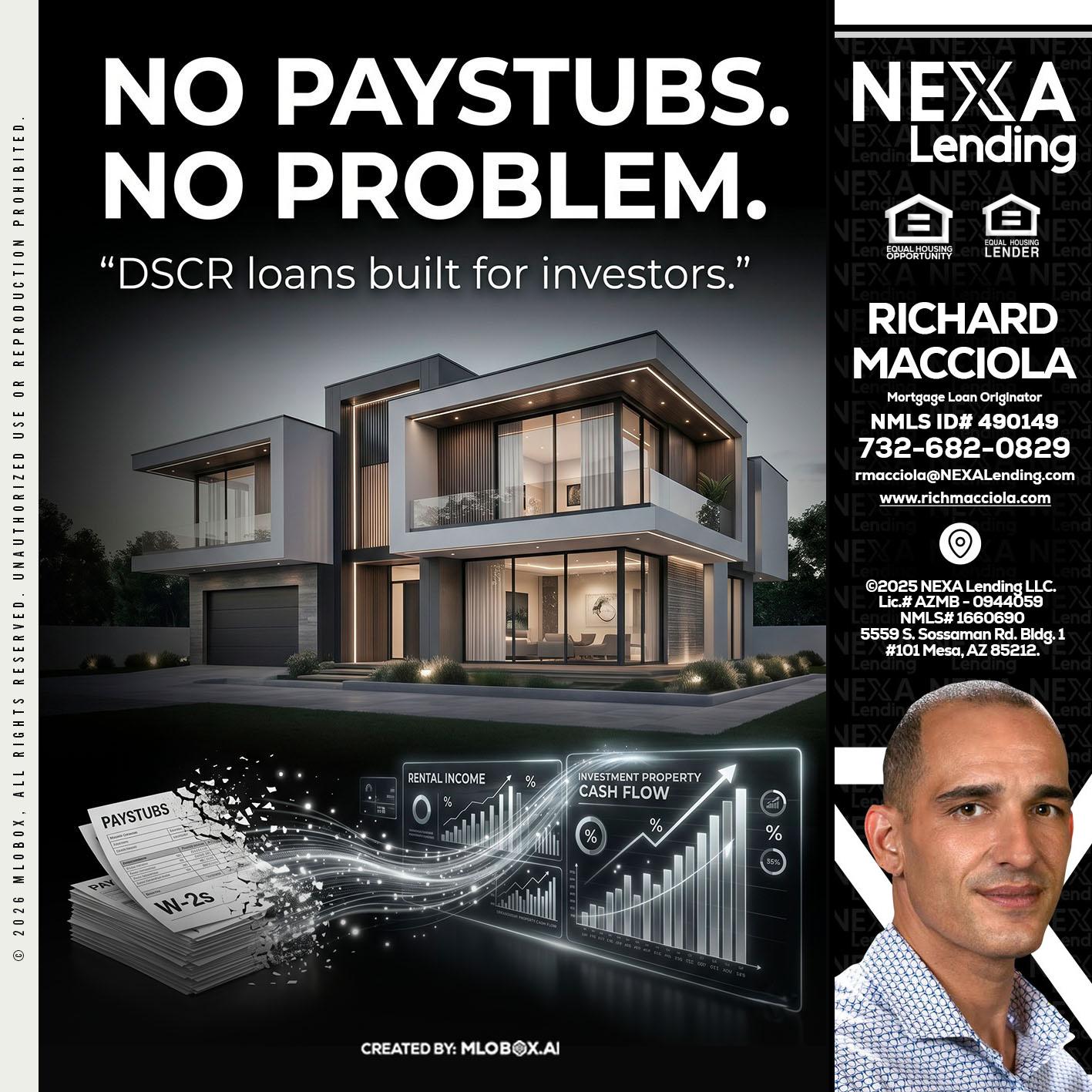 no paystub - Richard Macciola -Mortgage Loan Originator