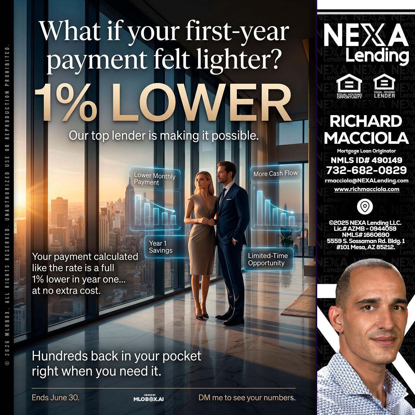 1% LOWER - Richard Macciola -Mortgage Loan Originator