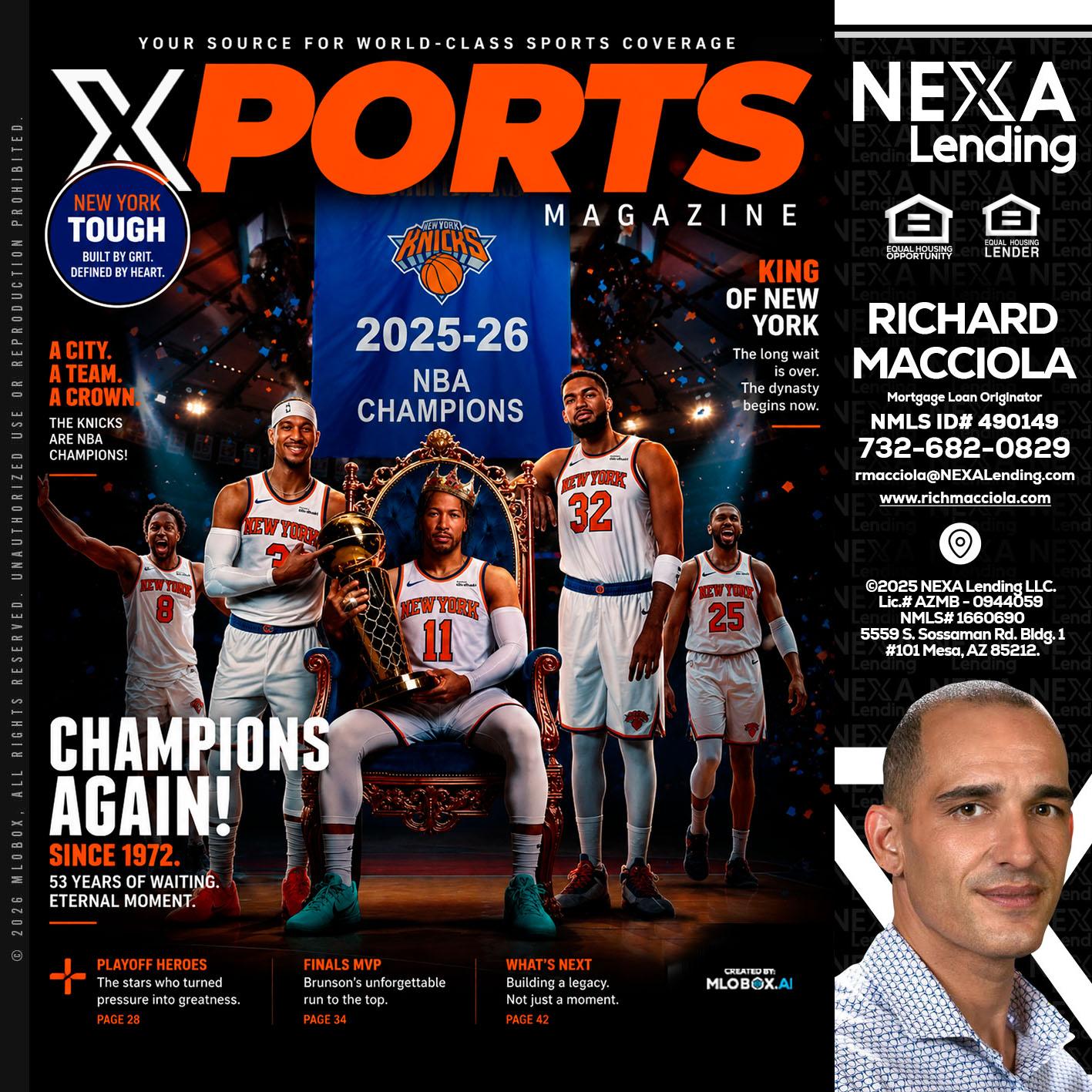 XPORTS MAGAZINE - Richard Macciola -Mortgage Loan Originator