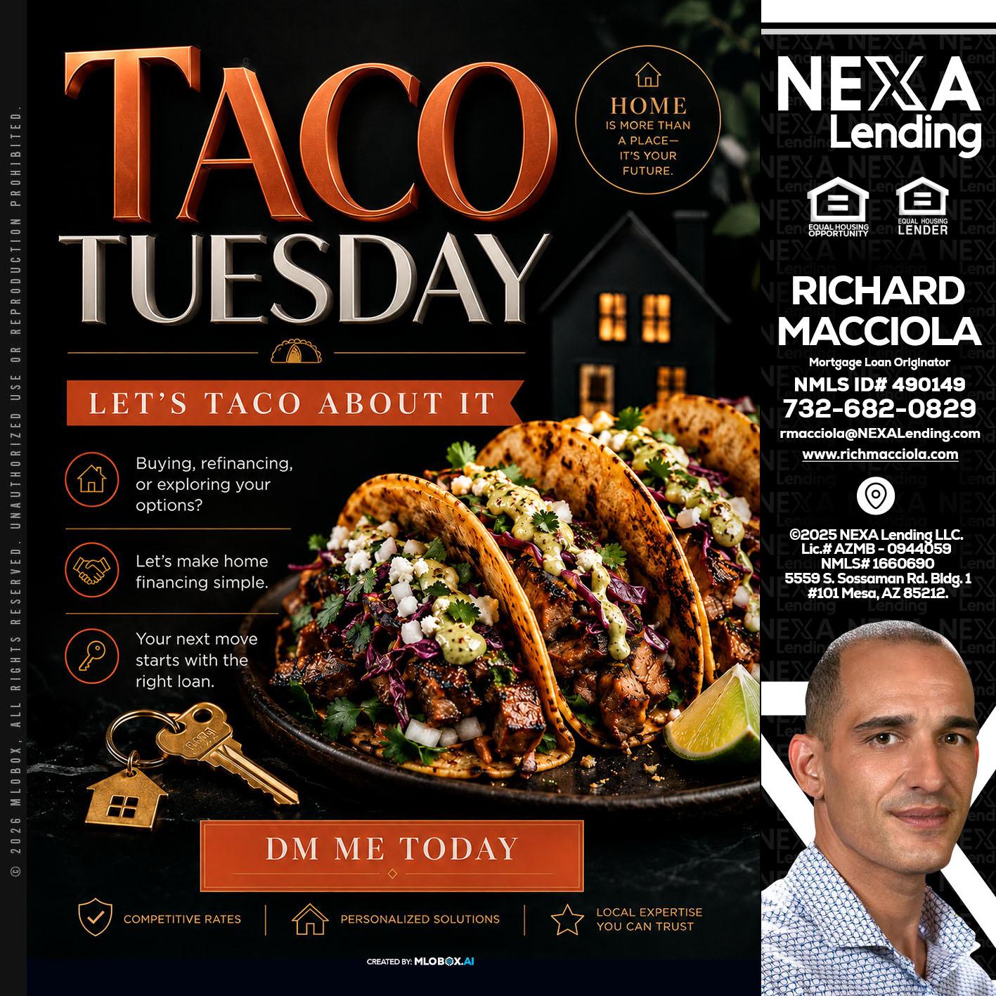 TACO TUESDAY - Richard Macciola -Mortgage Loan Originator