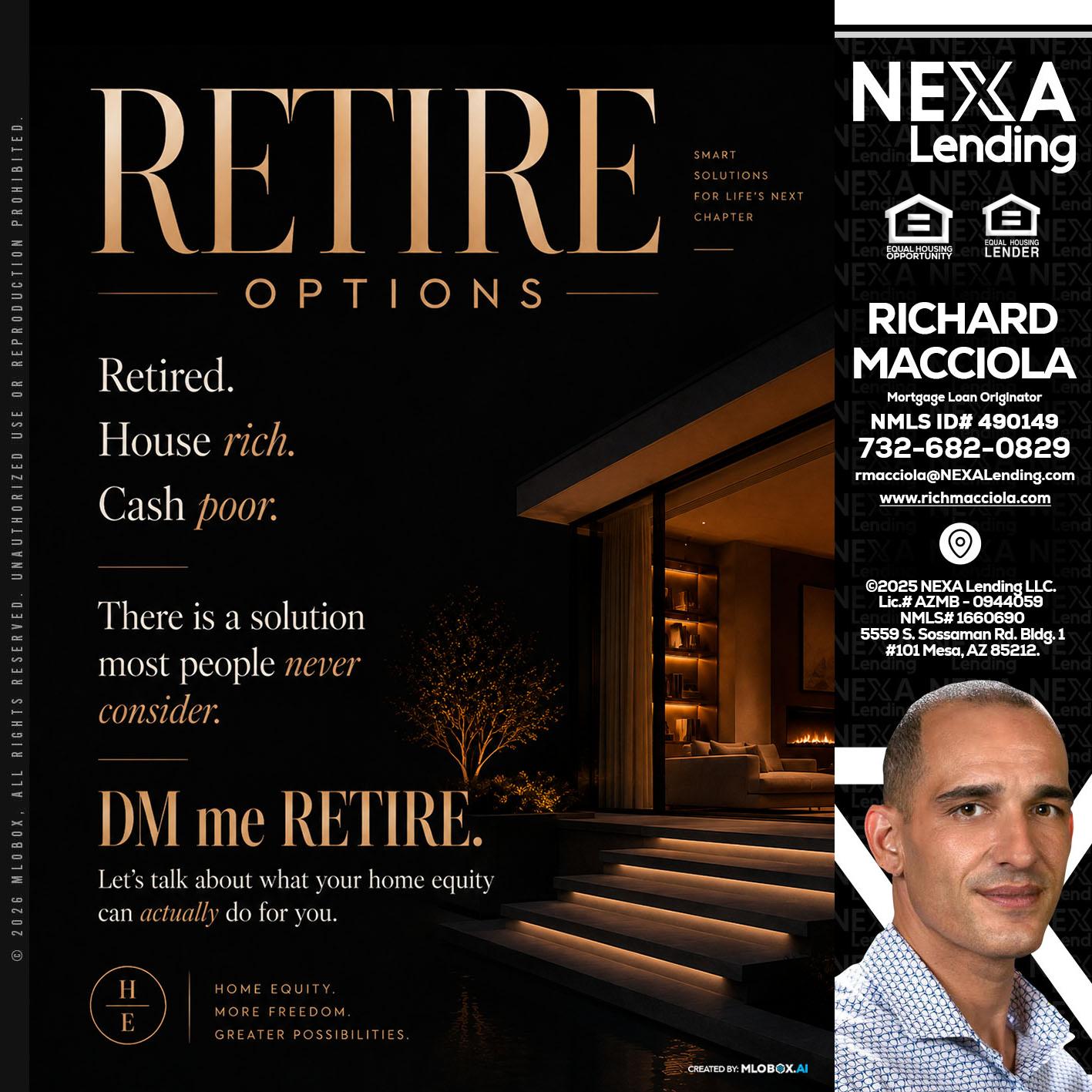 RETIRE LOANS - Richard Macciola -Mortgage Loan Originator