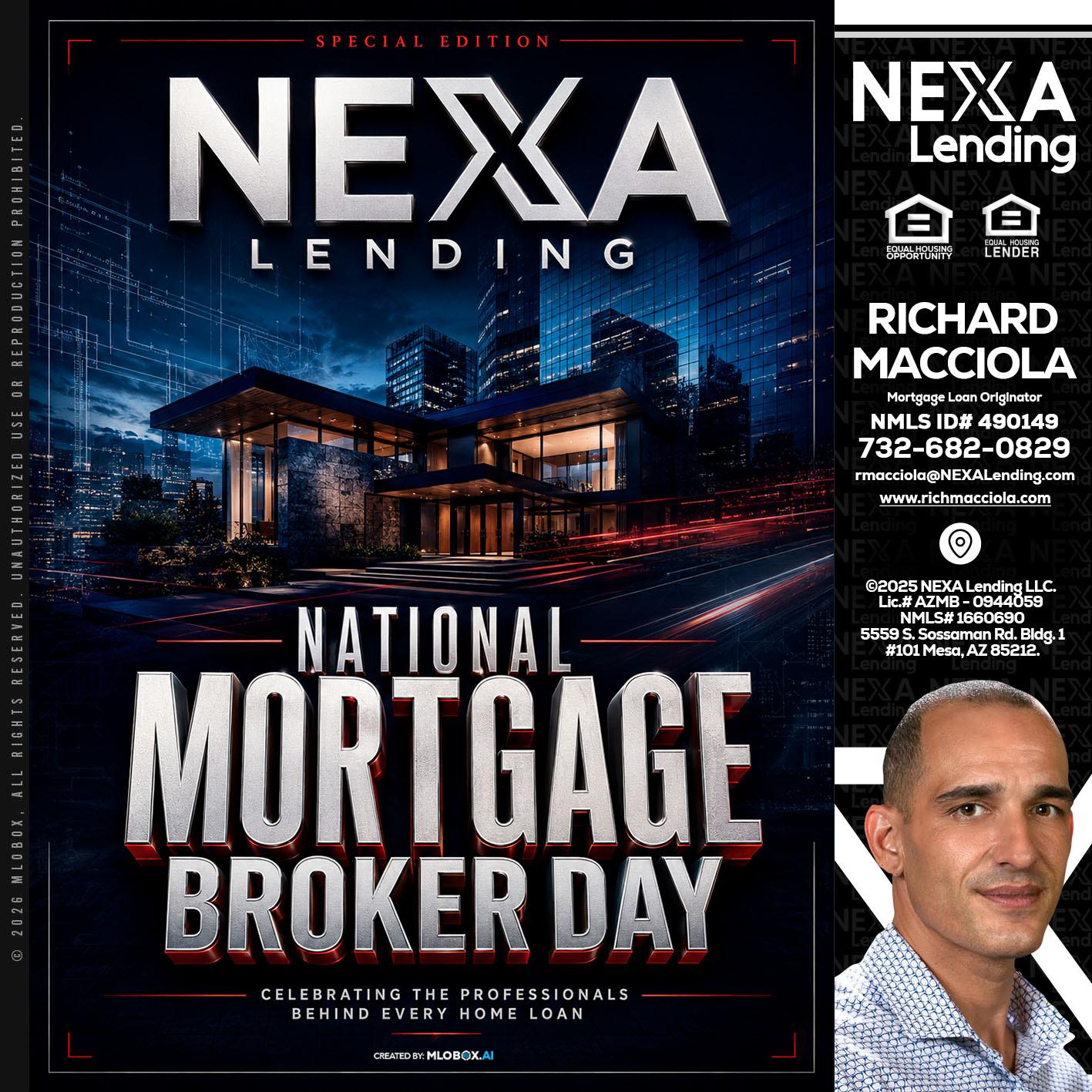 NATIONAL MORTGAGE BROKER DAY - Richard Macciola -Mortgage Loan Originator