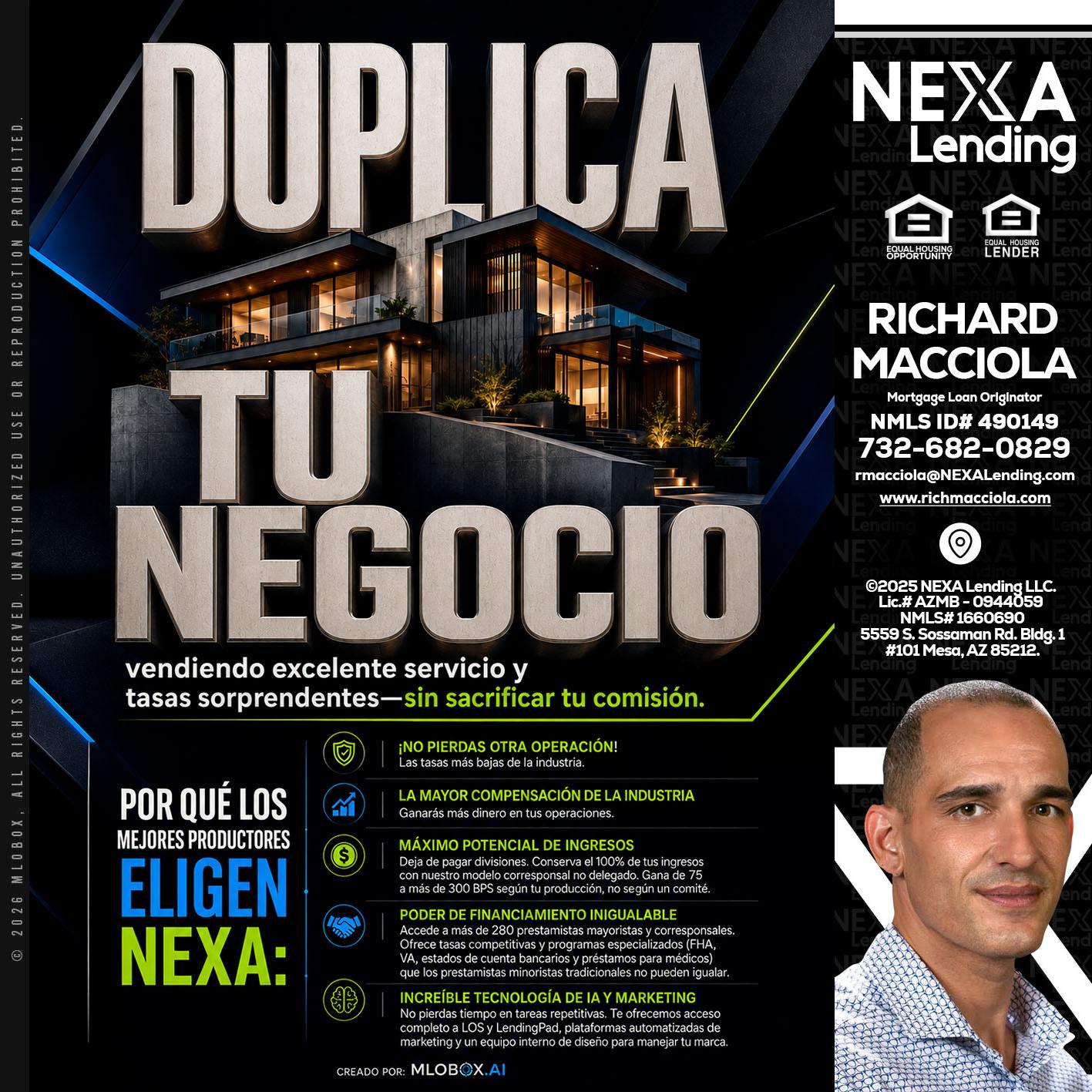 DUPLICA TU NEGOCIO - Richard Macciola -Mortgage Loan Originator