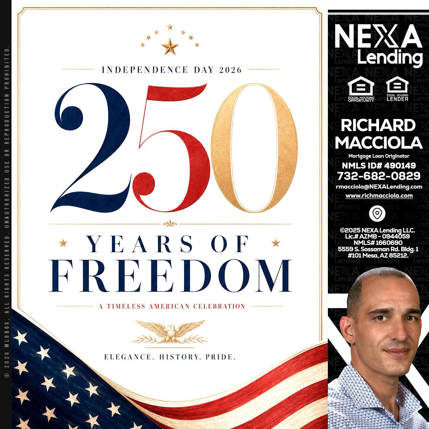 250 YEARS - Richard Macciola -Mortgage Loan Originator