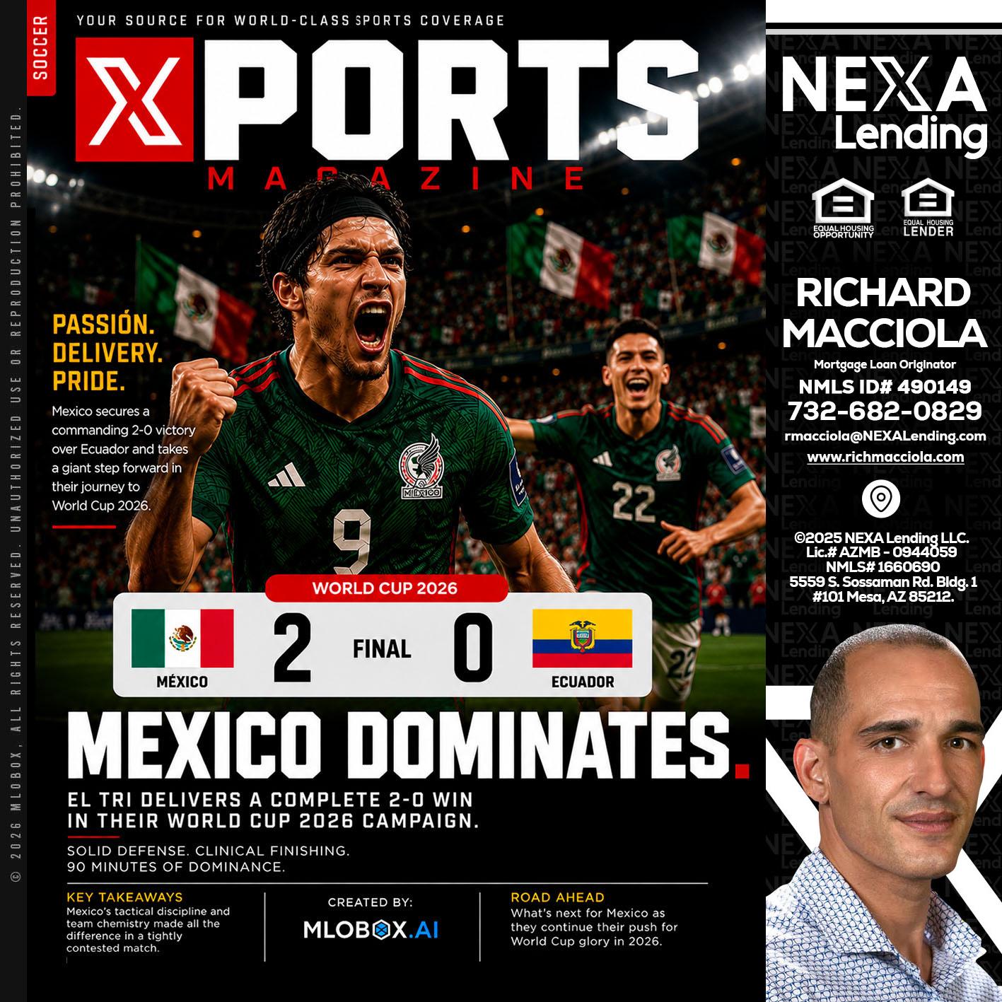 XPORTS MEX 2-0 ECUADOR - Richard Macciola -Mortgage Loan Originator