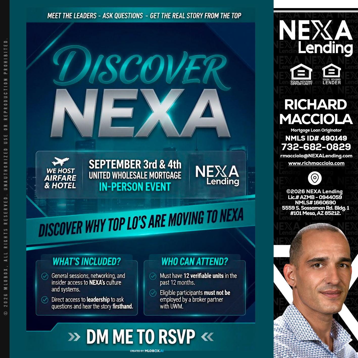 DISCOVER NEXA - Richard Macciola -Mortgage Loan Originator
