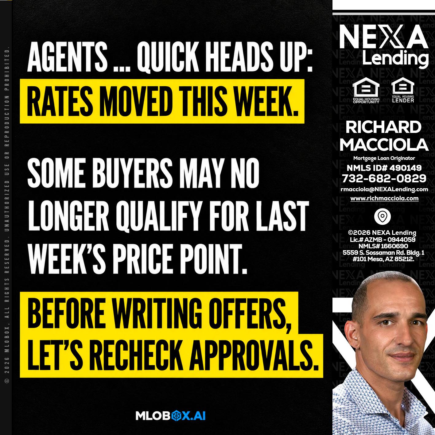 AGENTS QUICK - Richard Macciola -Mortgage Loan Originator