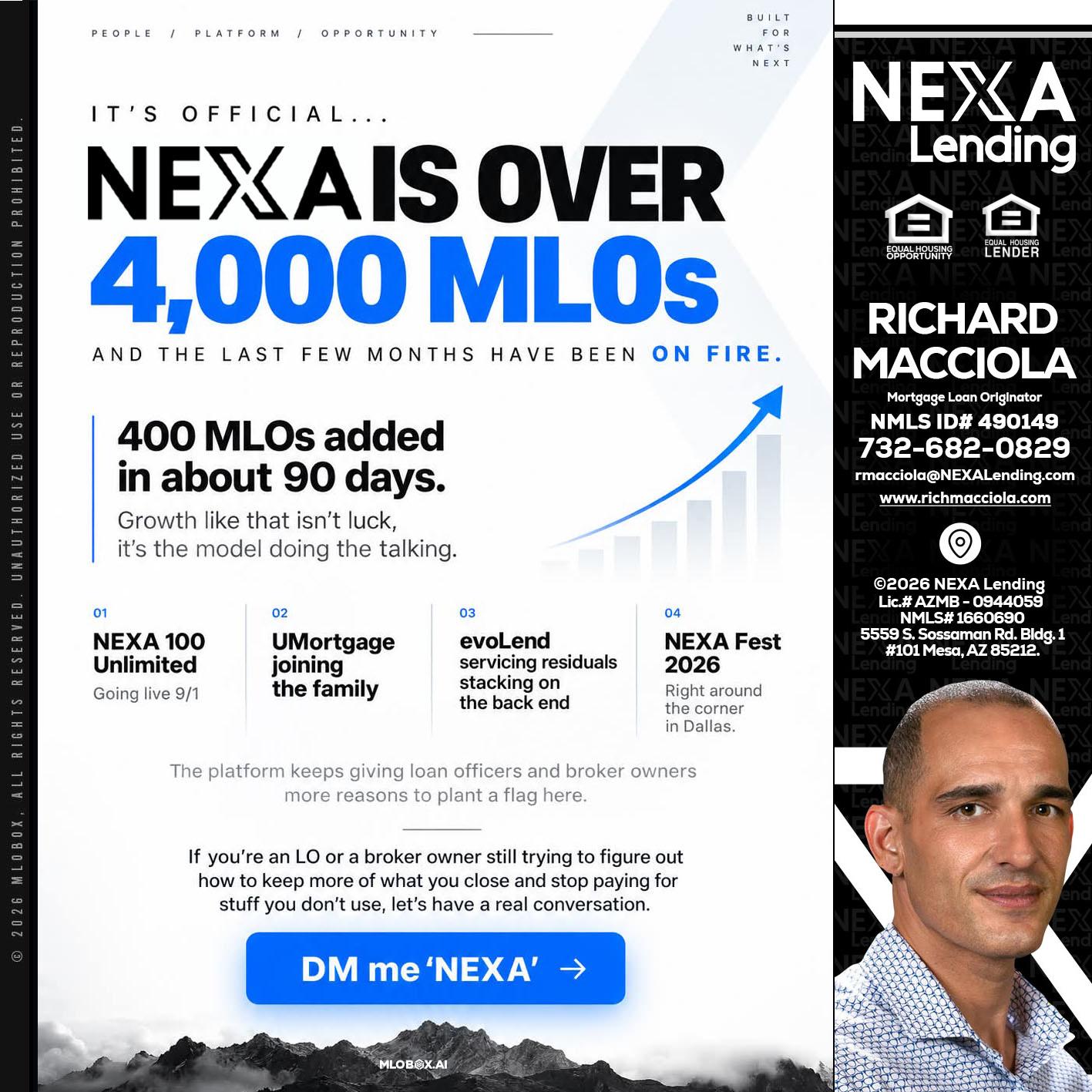 NEXA IS OVER 4000 MLOs - Richard Macciola -Mortgage Loan Originator