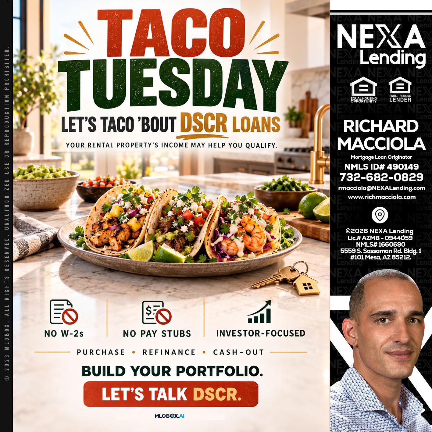 TACO TUESDAY - Richard Macciola -Mortgage Loan Originator