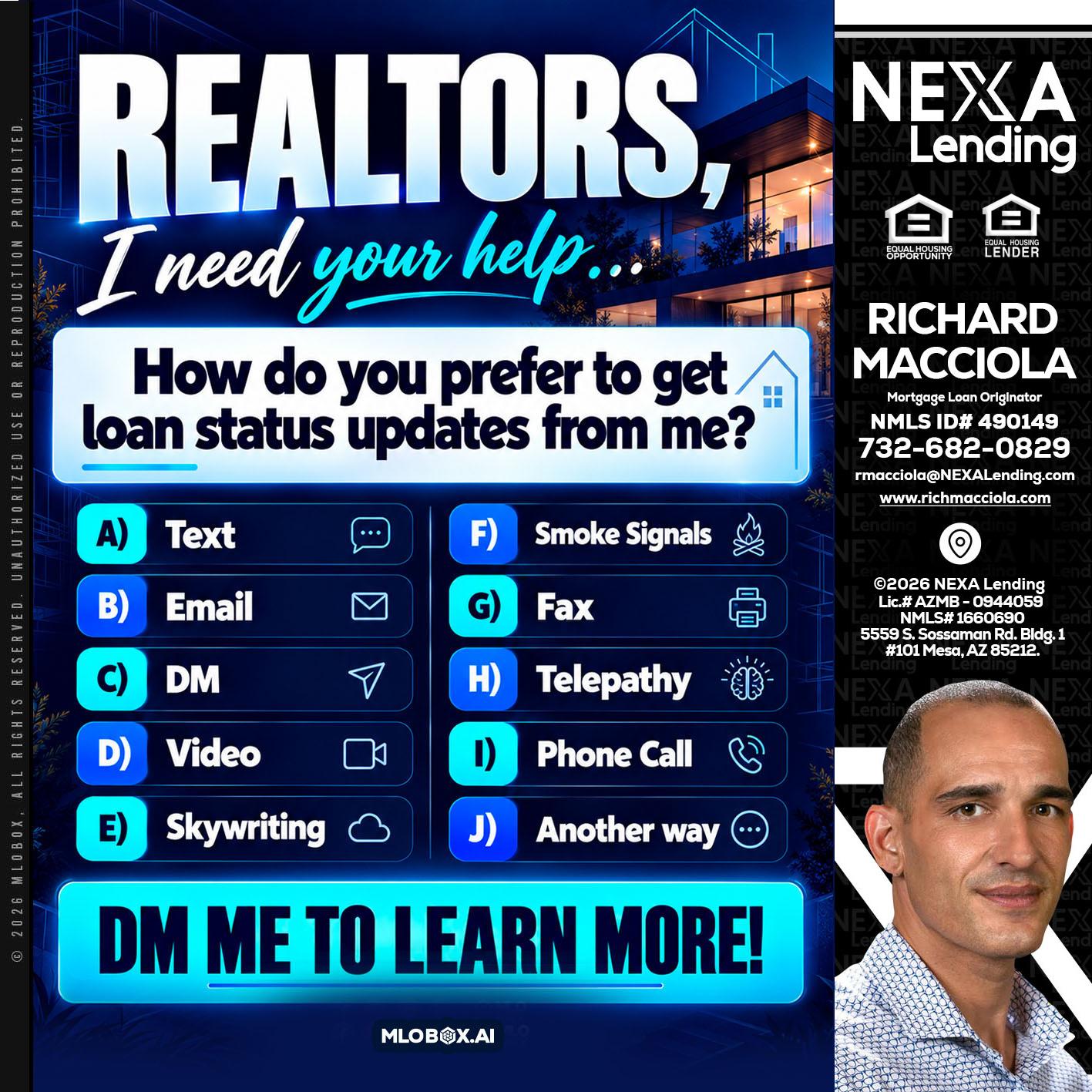 REALTORS - Richard Macciola -Mortgage Loan Originator