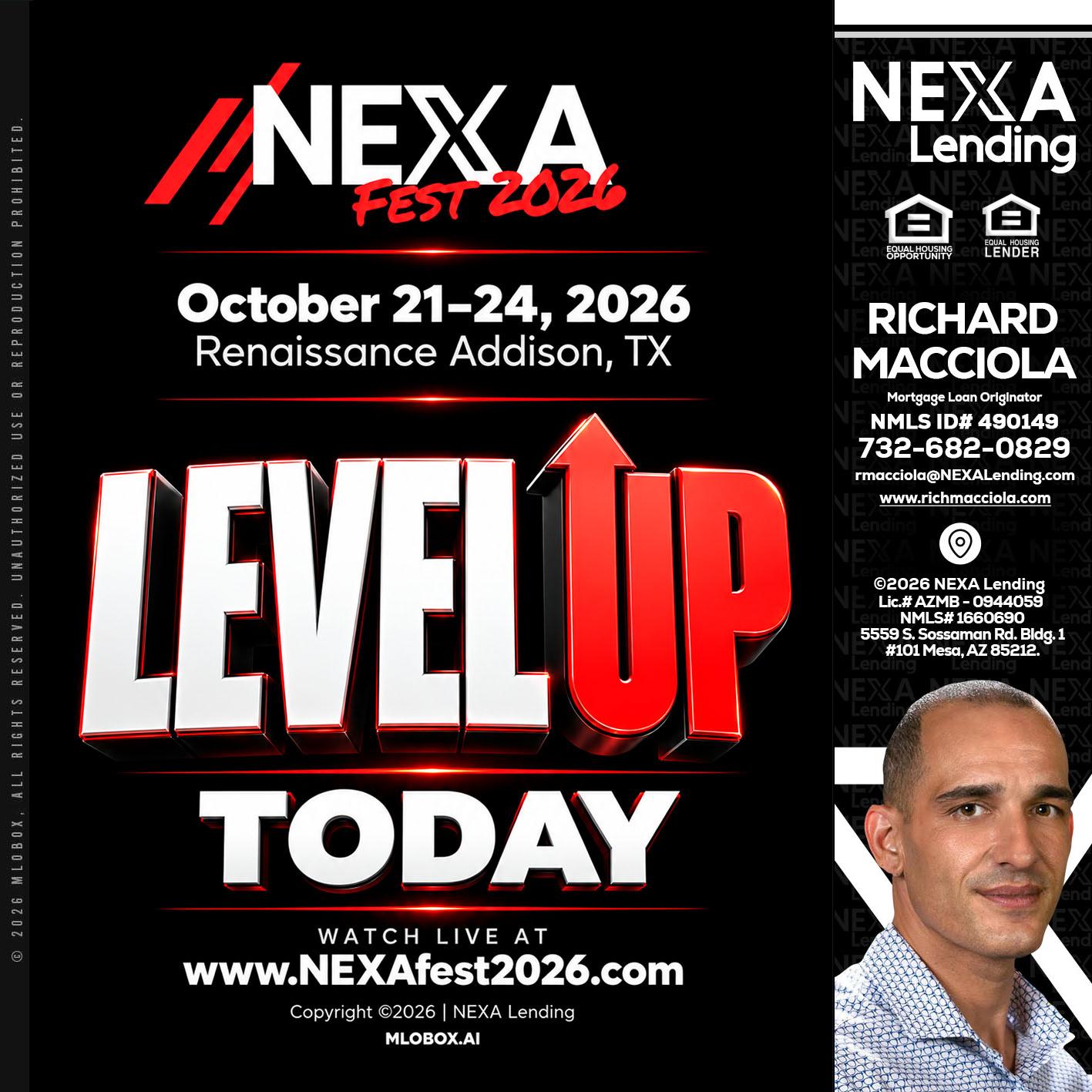 LEVEL UP TODAY - Richard Macciola -Mortgage Loan Originator