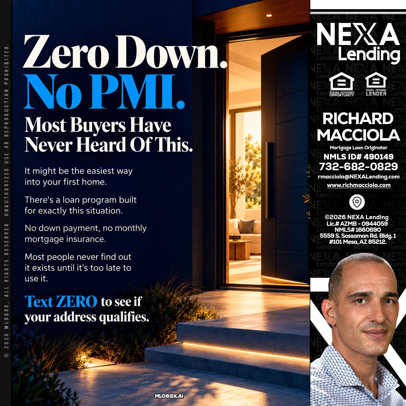 zero down - Richard Macciola -Mortgage Loan Originator